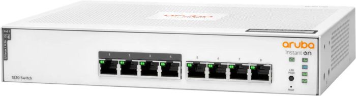 Комутатор HPE Aruba Instant On 1830, 8xGE ports, PoE Class 4 65W (ports 1-4), LT Warranty