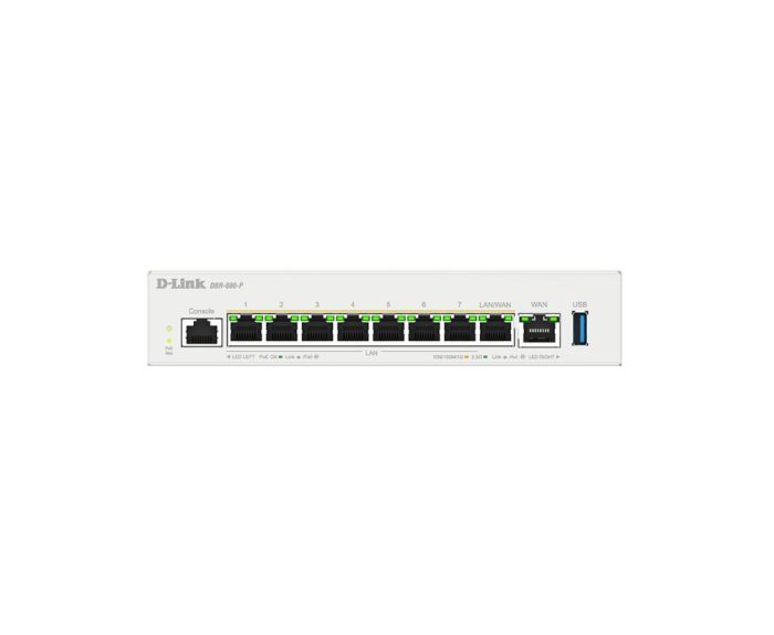 Мультисервiсний Маршрутизатор  , 7x2.5GE LAN PoE, 1x2.5GE LAN/WAN PoE, 1x2.5GE WAN, 1xUSB 3.0, 120Вт D-Link DBR-600-P