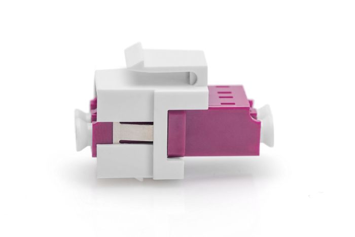 DIGITUS Fiber LC-duplex coupler, MM-OM4,for keystone panel Color Violet, incl. keystone frame