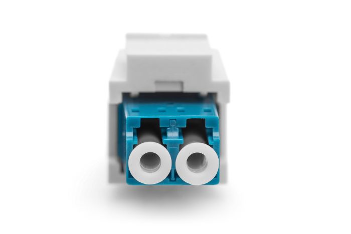 DIGITUS Fiber LC-duplex coupler, SM, for keystone panel OS2, Color blue, incl. keystone frame