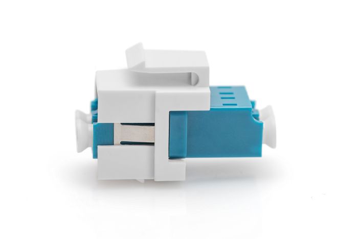 DIGITUS Fiber LC-duplex coupler, SM, for keystone panel OS2, Color blue, incl. keystone frame