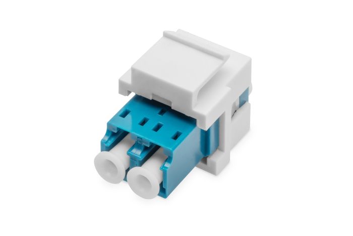 DIGITUS Fiber LC-duplex coupler, SM, for keystone panel OS2, Color blue, incl. keystone frame