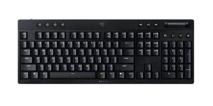 Клавіатура механічна BlackWidow V4 Low-profile HyperSpeed, 104key, Green Switch, USB-A/WL/BT, EN, RGB, чорний