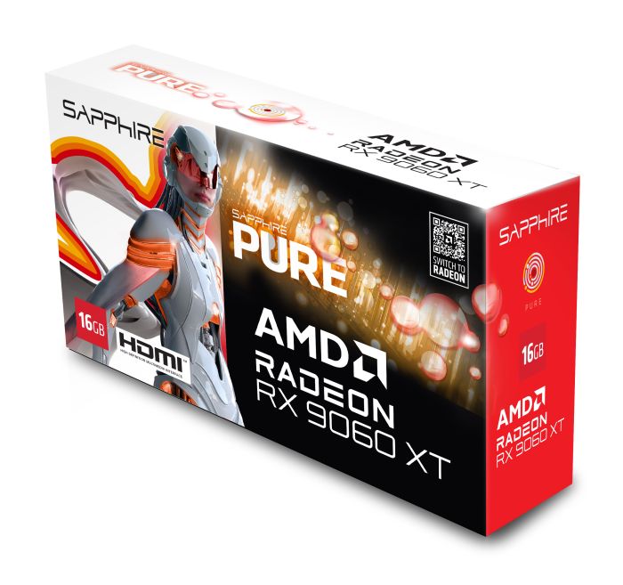 Видеокарта SAPPHIRE Radeon RX 9060 XT 16GB GDDR6 PURE GAMING OC белый