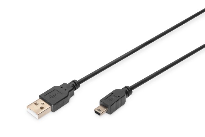 DIGITUS USB 2.0 connection cable, type A - mini B (5pin) M/M, 3.0m, USB 2.0 conform, bl