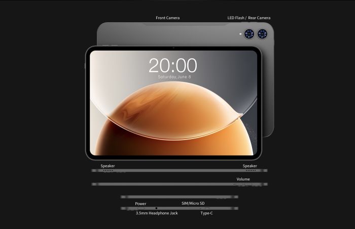 Планшет Teclast T65 13.4" 8ГБ, 128ГБ, LTE, 8000мА•год, Android, сірий