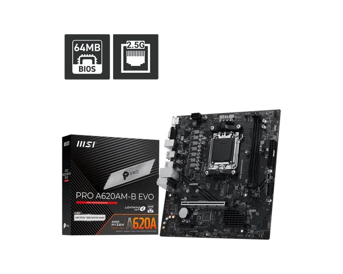 Материнcкая плата MSI PRO A620AM-B EVO sAM5 A620 2xDDR5 M.2 HDMI D-Sub mATX