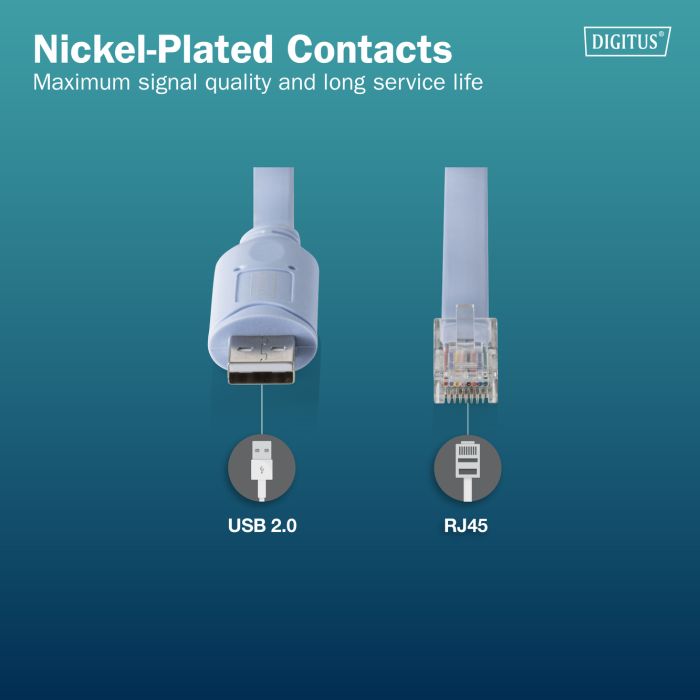 Адаптер DIGITUS USB 2.0 > RJ45 (M/M), FT232RNL, 1.8m