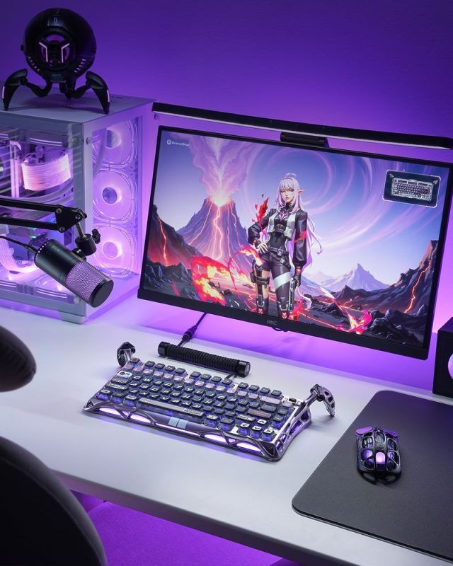 Клавиатура магнитная GravaStar Mercury V75 Pro 80keys, GravaStar x Gateron Jade Gaming, USB-A, 8k, RGB, Iron Purple