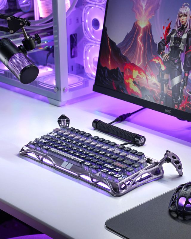 Клавиатура магнитная GravaStar Mercury V75 Pro 80keys, GravaStar x Gateron Jade Gaming, USB-A, 8k, RGB, Iron Purple