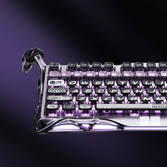 Клавиатура магнитная GravaStar Mercury V75 Pro 80keys, GravaStar x Gateron Jade Gaming, USB-A, 8k, RGB, Iron Purple