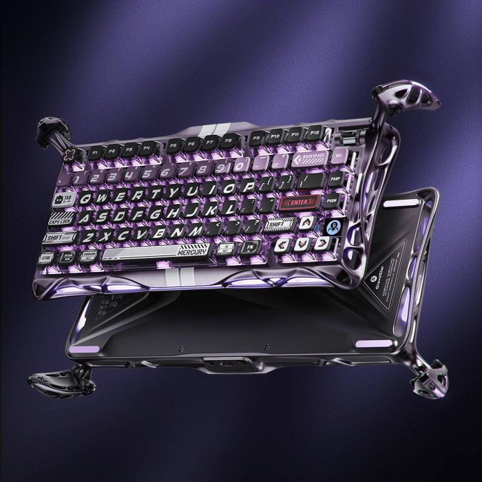 Клавиатура магнитная GravaStar Mercury V75 Pro 80keys, GravaStar x Gateron Jade Gaming, USB-A, 8k, RGB, Iron Purple