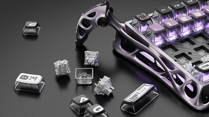 Клавиатура магнитная GravaStar Mercury V75 Pro 80keys, GravaStar x Gateron Jade Gaming, USB-A, 8k, RGB, Iron Purple