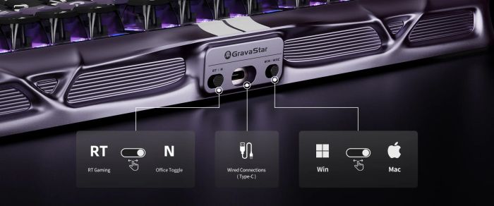 Клавиатура магнитная GravaStar Mercury V75 Pro 80keys, GravaStar x Gateron Jade Gaming, USB-A, 8k, RGB, Iron Purple