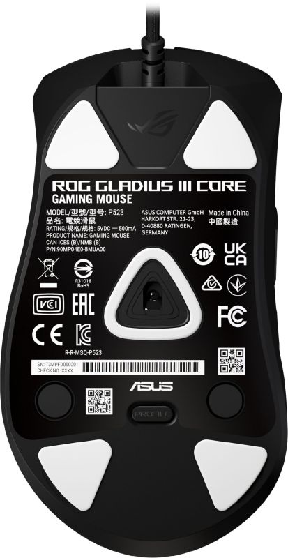 Миша ASUS ROG Gladius III Core, RGB, USB-A, чорний