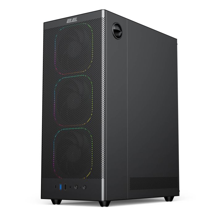Корпус 2E GAMING  Iconic V8210B  без БЖ, 1xUSB3.0, 1х USB 2.0, 1xUSB Type-C, 4x120мм ARGB, VGA 325мм, LCS ready, контролер з пультом, TG Side Panel, ATX, чорний