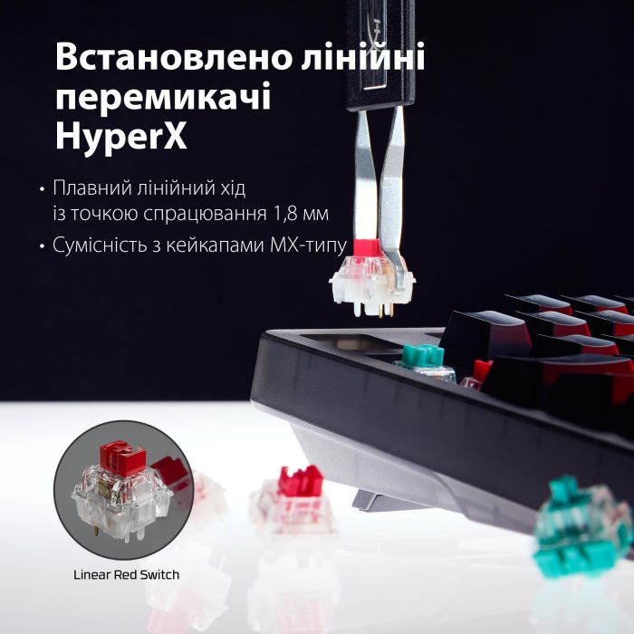 Клавиатура механическая HyperX Alloy Origins 2 65key, Red, USB-A, Hot-Swap, EN/UA, RGB, черный
