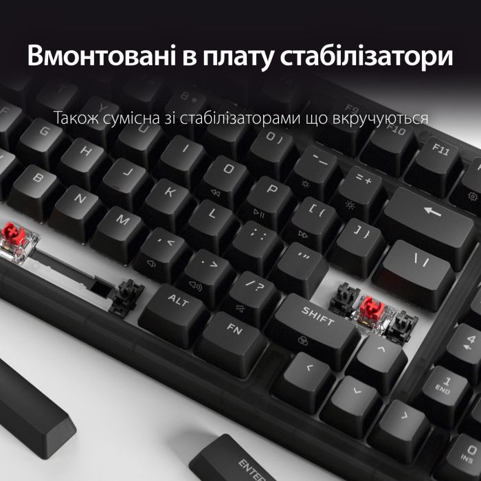 Клавиатура механическая HyperX Alloy Origins 2 65key, Red, USB-A, Hot-Swap, EN/UA, RGB, черный
