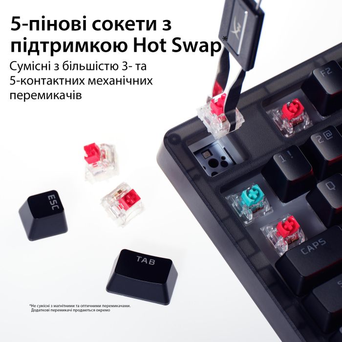 Клавиатура механическая HyperX Alloy Origins 2 1800 103key, Red, USB-A, Hot-Swap, EN/UA, RGB, черный