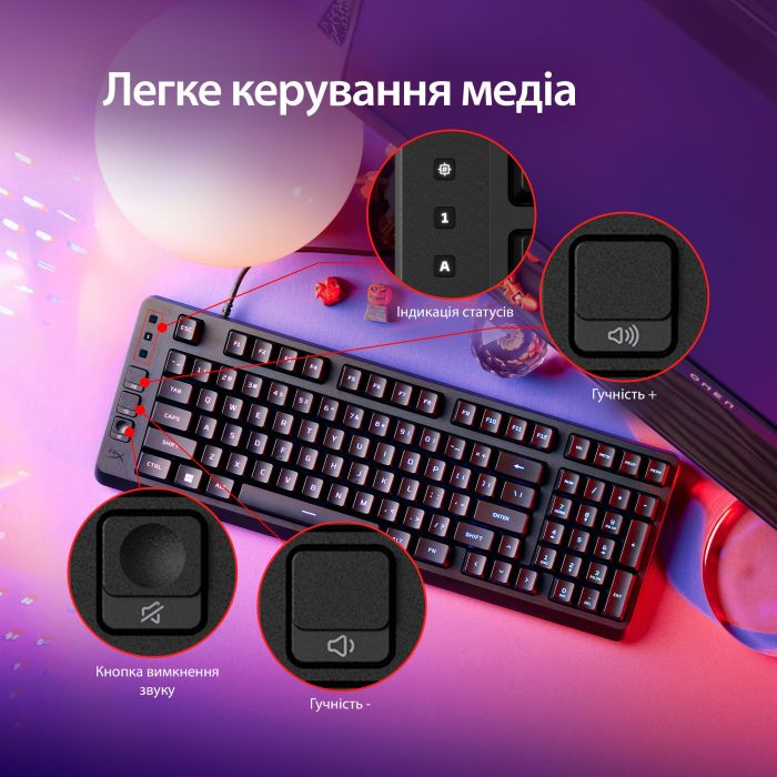 HyperX Alloy keyboard Origins EVE 1800 99key, Red, USB-A, EN/UA, RGB, black
