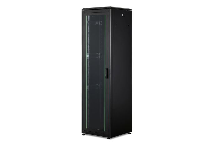DIGITUS 42U network cabinet, Unique, 2053x600x600 mm, perforated front and rear door, black (RAL 9005)
