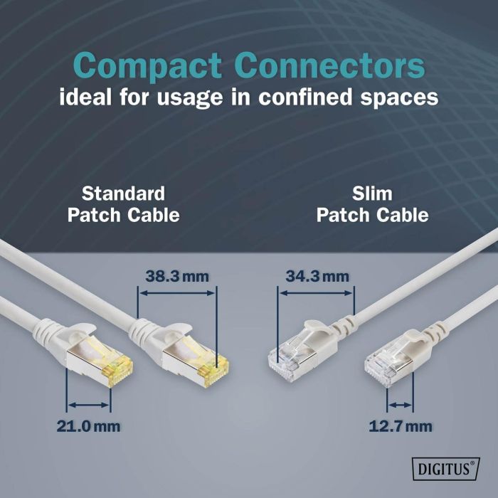 DIGITUS CAT 6A F-FTP Slim Patch cord, Cu, LSZH AWG 32/7, length 2m, Grey