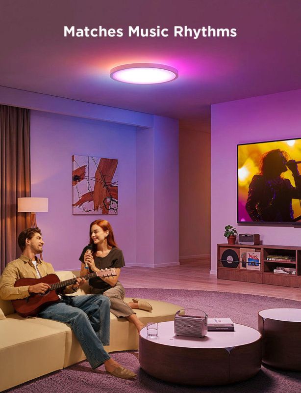 Потолочний світильник Govee 12" Smart Ceiling Light, RGBWW + RGBIC, WI-FI/Bluetooth, білий