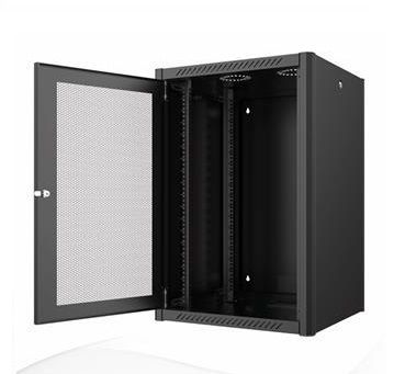 9U W=600mm D=450mm Wall Type Network Cabinet 80% Perforated Front Door BLACK (Including 2 pcs mounting rails)