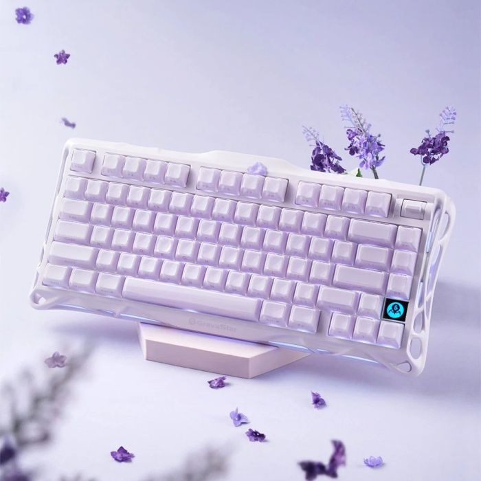 Клавиатура механическая GravaStar Mercury K1 80keys, GravaStar x Kailh Cheery Pink, EN, BT/WL/USB, Lavender Purple