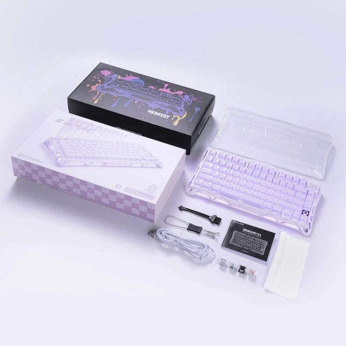 Клавиатура механическая GravaStar Mercury K1 80keys, GravaStar x Kailh Cheery Pink, EN, BT/WL/USB, Lavender Purple