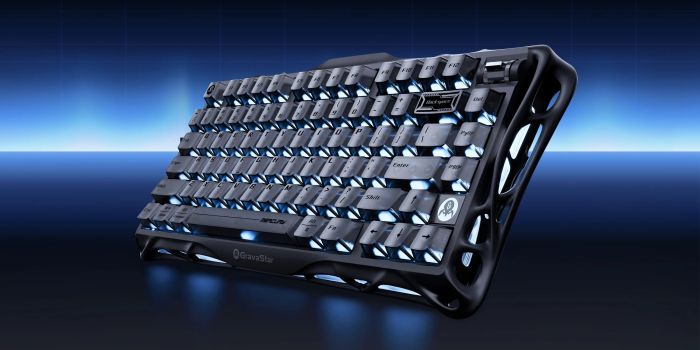 Клавіатура механічна GravaStar Mercury K1 80keys, GravaStar x Kailh Cheery Pink, EN, BT/WL/USB, Stealth Black