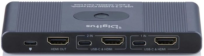 Комутатор DIGITUS Desktop KVM, 2x1 HDMI, 3xUSB 3.0, 1xUSB-C, 4K, Core Line