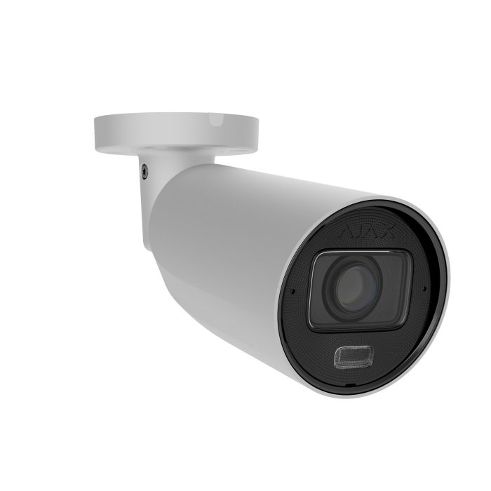Wired IP camera Ajax BulletCam HLVF 8 MP White, 2.8–12 mm, PoE, True WDR, IP67, IR 60 m, LED 40 m, audio, viewing angle from 31° to 111°, outdoor, white, 126279.217.WH1