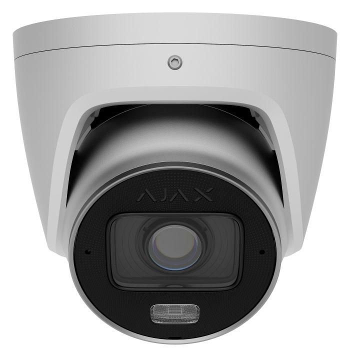 Wired IP camera Ajax TurretCam HLVF 5 MP White, 2.8–12 mm, PoE, True WDR, IP67, IR 60 m, LED 40 m, audio, viewing angle from 31° to 111°, outdoor, white, 126281.197.WH1