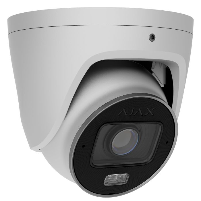 Wired IP camera Ajax TurretCam HLVF 5 MP White, 2.8–12 mm, PoE, True WDR, IP67, IR 60 m, LED 40 m, audio, viewing angle from 31° to 111°, outdoor, white, 126281.197.WH1
