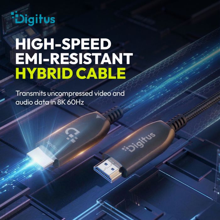 Кабель DIGITUS HDMI UHD 8K, AOC hybrid-fiber, type A M/M, 50м, чорний