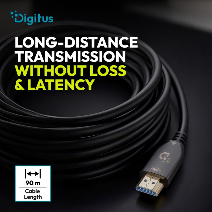 DIGITUS HDMI AOC Connection Cable, Type A M/M, 40m, Ultra HD, 8K@60 Hz, gold, bl