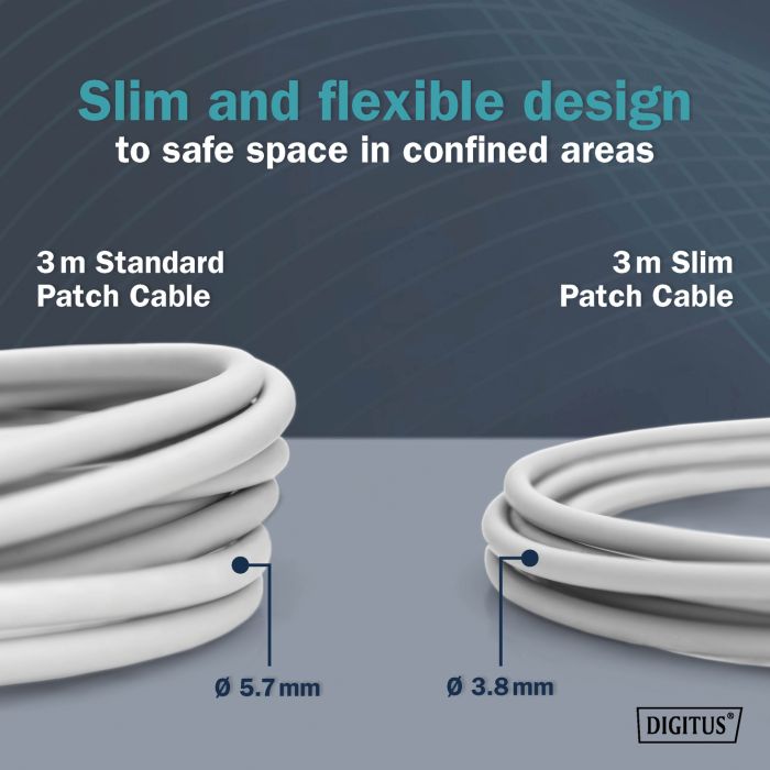 Патч-корд DIGITUS CAT 6a F-FTP Sliim, 1,5 м, AWG 32/7, Cu, LSZH, сірий