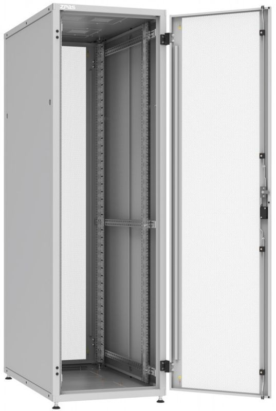 Шкаф ZPAS 19", 42U, SZB IT, одностворчатые передние и задние перфорированные двери, 600x600 мм, максимальная нагрузка 1500 кг, серый