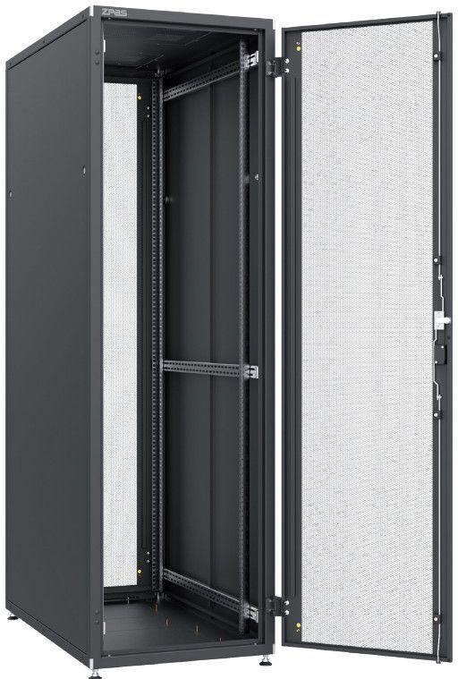 Шкаф ZPAS 19", 42U, SZB IT, одностворчатые передние и задние перфорированные двери, 600x1000 мм, максимальная нагрузка 1500 кг, черный