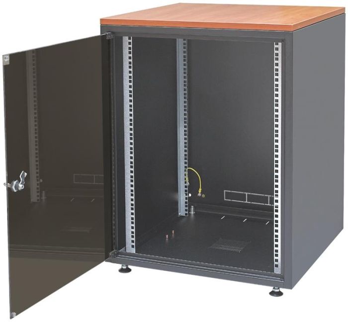 Шафа ZPAS 19", 12U, SJB, передні скляні двері, без стільниці, 600x600 мм, максимально 30кг, чорна