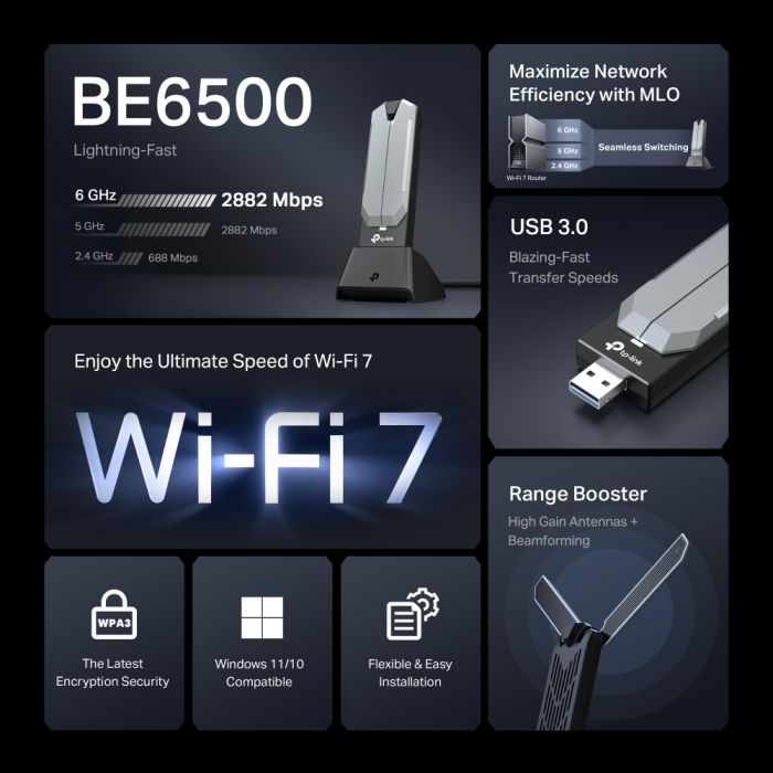 WiFi-адаптер TP-LINK Archer TBE400UH BE6500, USB