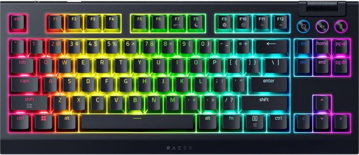 Клавіатура механічна Razer BlackWidow V4 TKL HyperSpeed, 87key, Orange Switch Gen-3, USB-A/WL/BT, EN, RGB, чорний