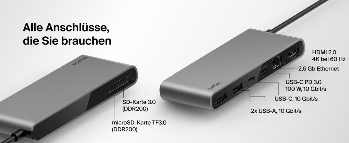 Хаб Belkin USB-C 8в1 Ethernet Multiport Dock