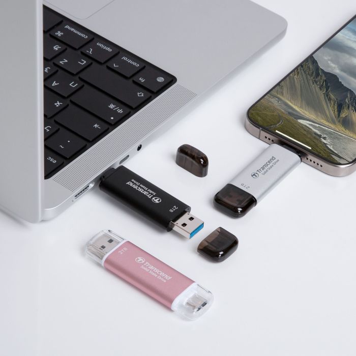 Портативний SSD Transcend  256GB USB 3.1 Gen 2 Type-A + Type-C ESD310 Чорний