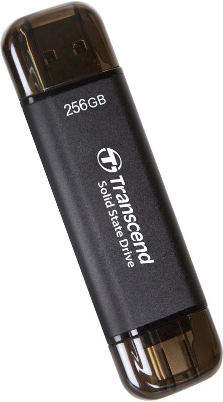 Портативний SSD Transcend  256GB USB 3.1 Gen 2 Type-A + Type-C ESD310 Чорний