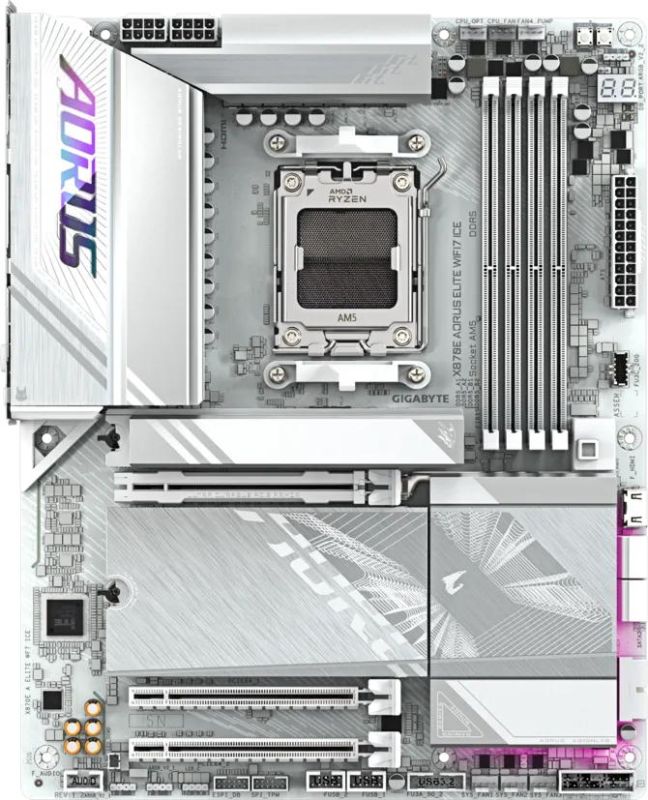 GIGABYTE Motherboard X870E AORUS ELITE WIFI7 ICE sAM5 X870 4xDDR5 M.2 Wi-Fi BT HDMI Typc-C ATX White