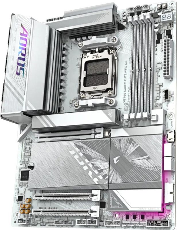 GIGABYTE Motherboard X870E AORUS ELITE WIFI7 ICE sAM5 X870 4xDDR5 M.2 Wi-Fi BT HDMI Typc-C ATX White