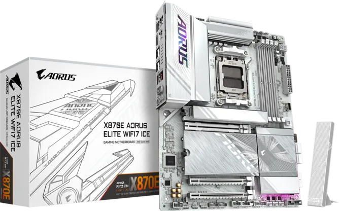 GIGABYTE Motherboard X870E AORUS ELITE WIFI7 ICE sAM5 X870 4xDDR5 M.2 Wi-Fi BT HDMI Typc-C ATX White