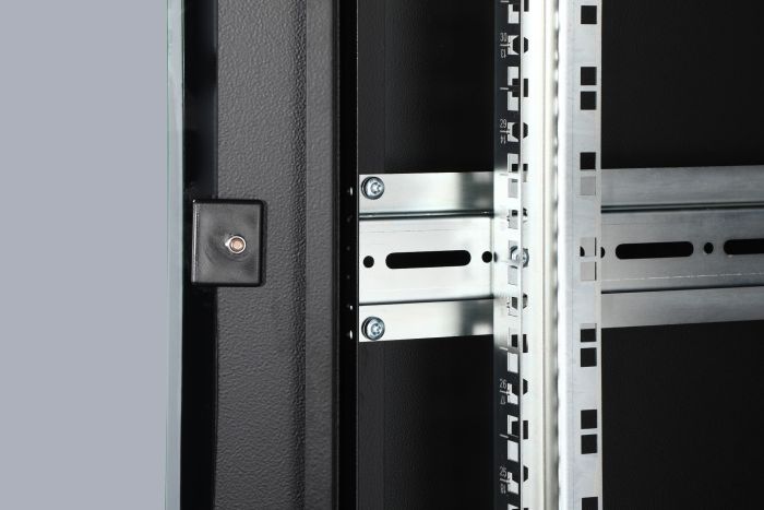 DIGITUS 42U network cabinet, Unique, 2053x600x600 mm, perforated front and rear door, black (RAL 9005)